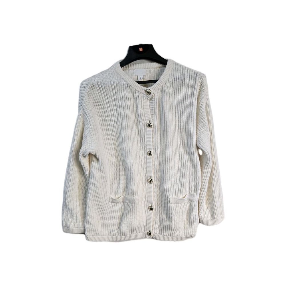 H&M Women's Cardigan Large Knit‎ White Button